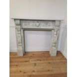 Decorative painted pine fireplace.