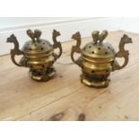 Pair of brass incense burners