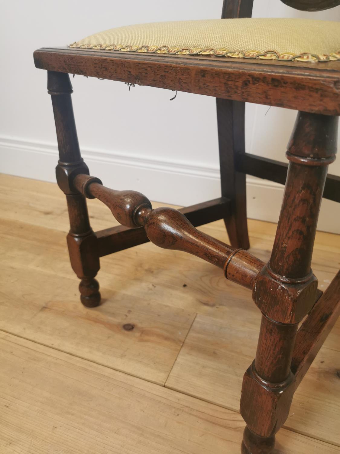 19th C. oak side chair with upholstered back and seat - Image 2 of 4