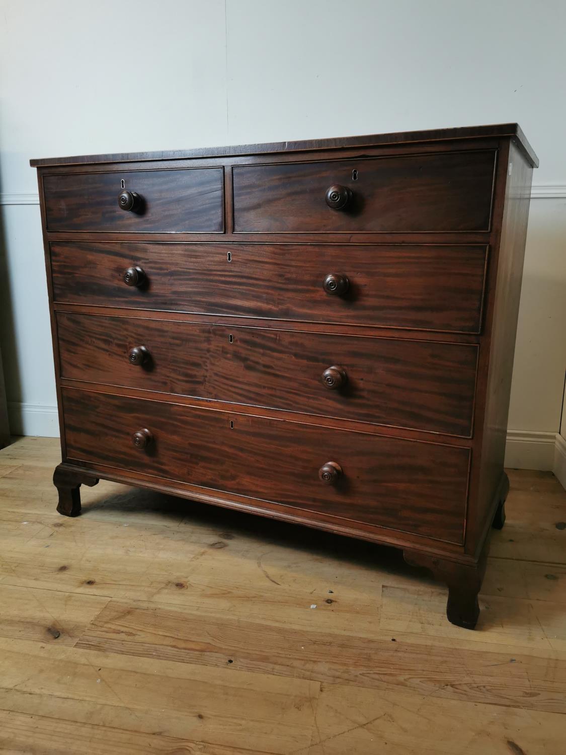 Good quality Georgian mahogany and satinwood chest of drawers - Image 6 of 6