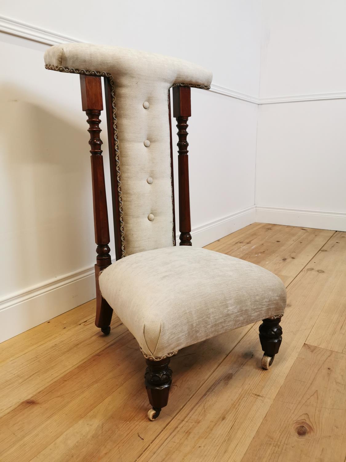 19th C. mahogany and upholstered Prie Dieu chai - Image 4 of 4