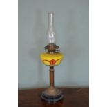 Victorian table oil lamp with brass column and bowl