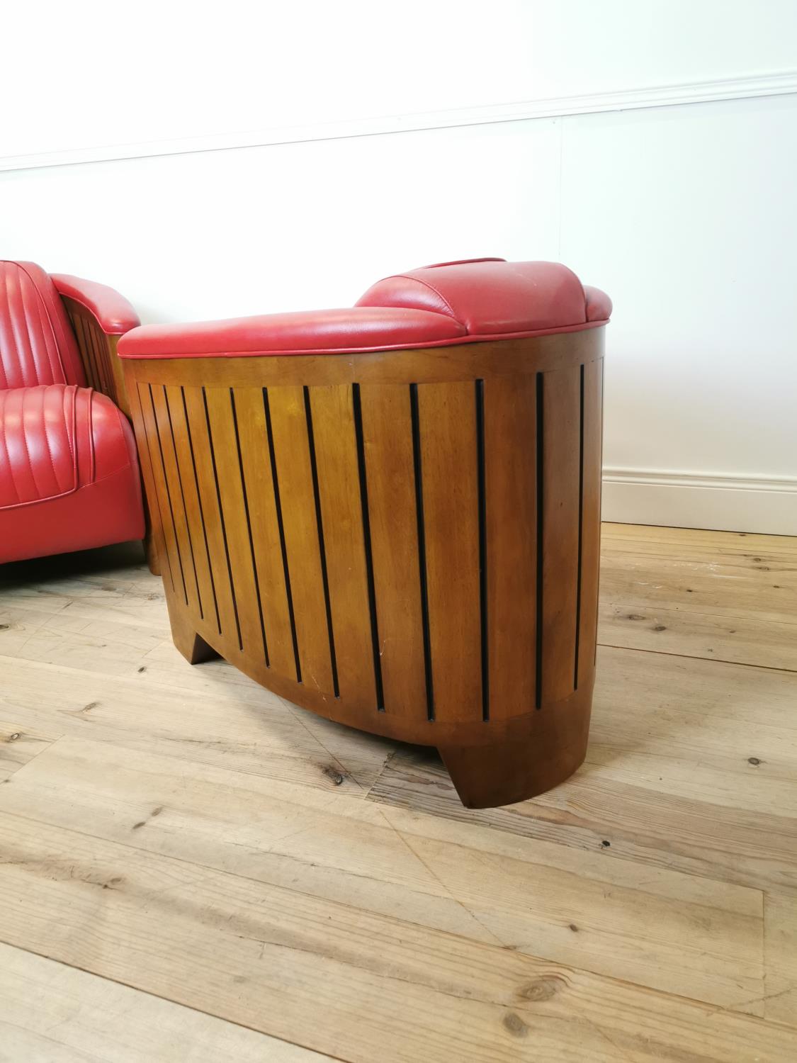 Pair of good quality cherrywood and leather upholstered Aviator club chairs - Image 4 of 4