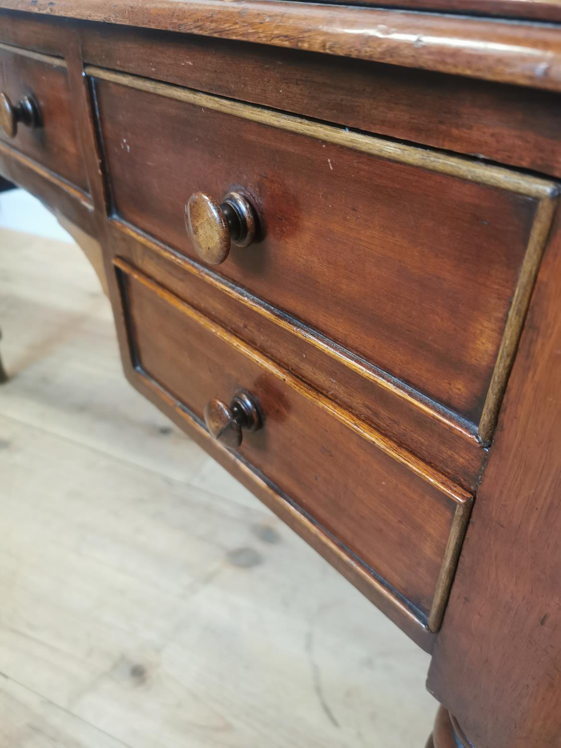 19th C. mahogany desk on turned legs - Image 4 of 7