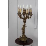 Six branch brass candelabra