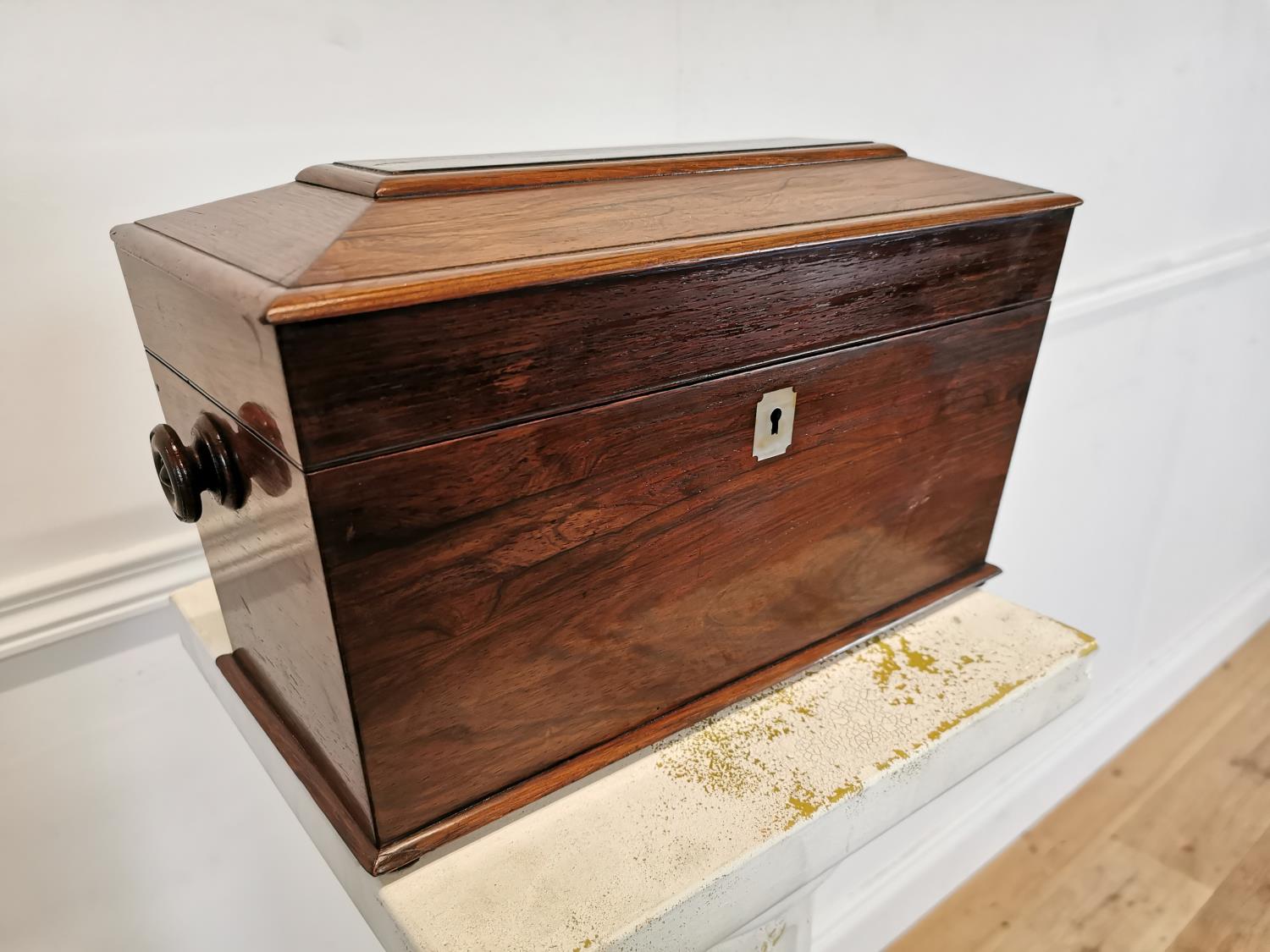 19th C. rosewood tea caddy