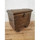 Early 20th C embossed brass strong box trunk