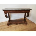 19th C. mahogany console table with marble top.