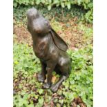 Exceptional quality bronze model of Hare with face turned upwards