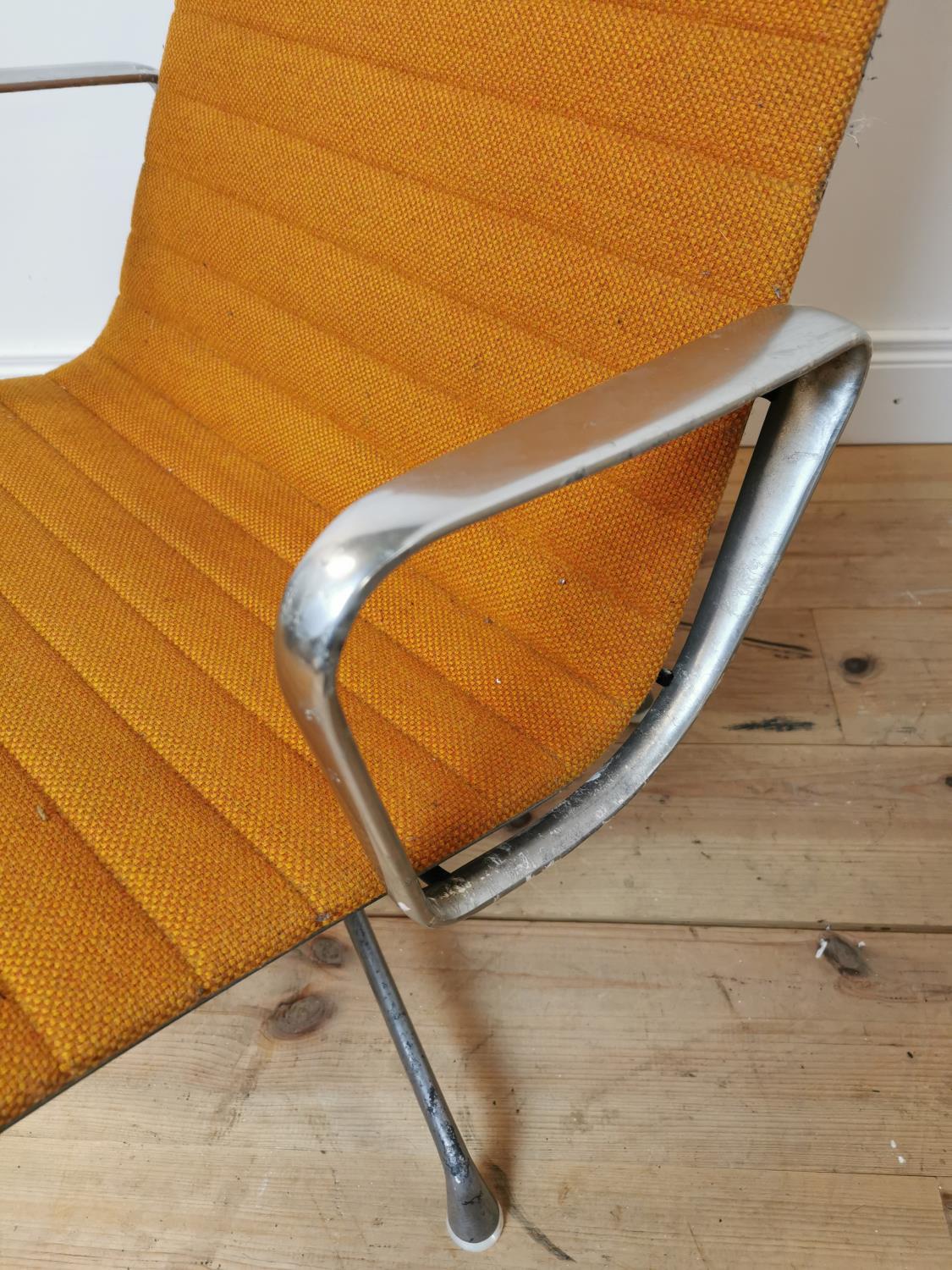 Herman Miller chrome upholstered swivel chair. { - Image 2 of 4