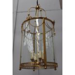 Brass and glass hall lantern