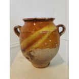 Rare 19th C glazed terracotta confit pot