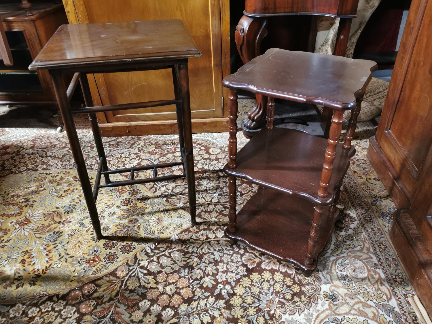 1950's mahogany lamp table and one later