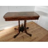19th C. burr walnut and inlaid TOL card table