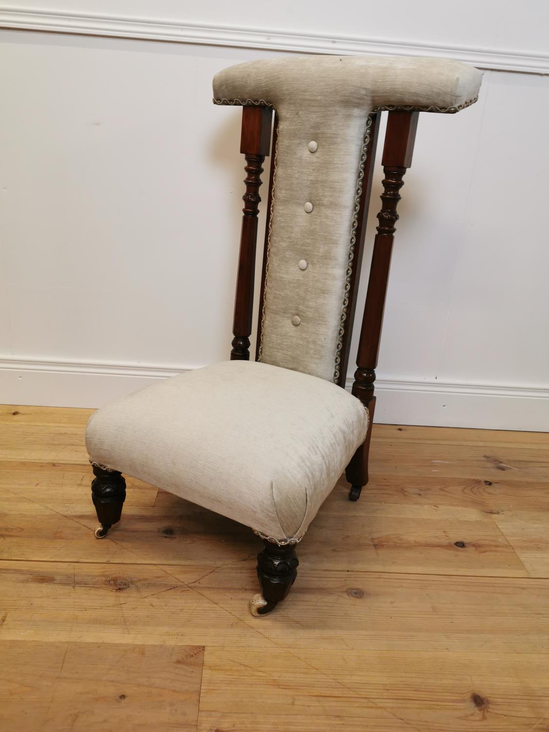 19th C. mahogany and upholstered Prie Dieu chai