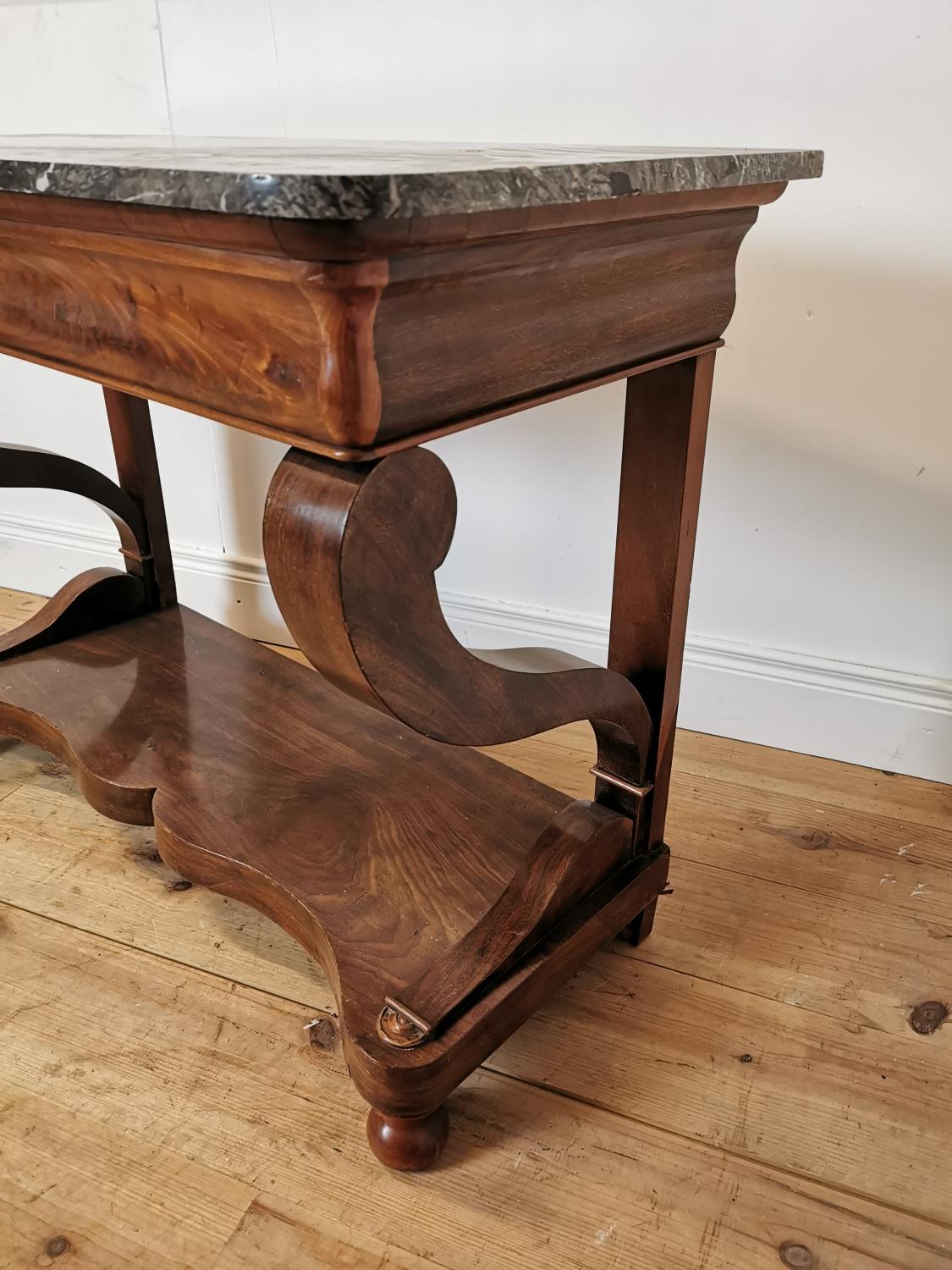 19th C. mahogany console table with marble top. - Image 4 of 5