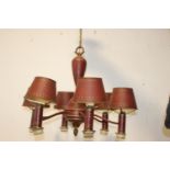 Decorative painted enamel six branch chandelier