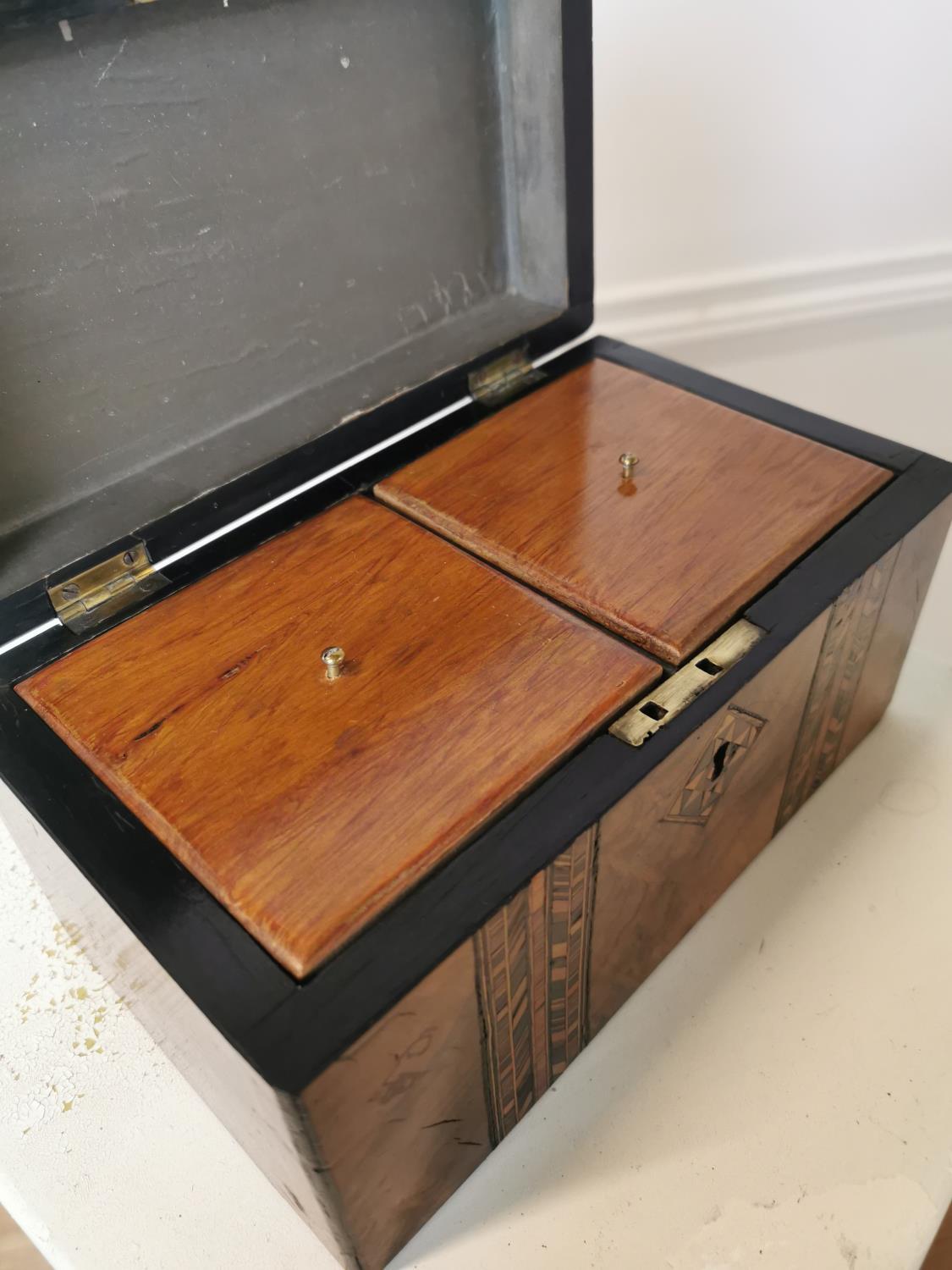 Good quality burr walnut tea caddy with fitted interior. - Bild 4 aus 4