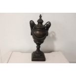 Victorian bronze urn with Ram's head decoration.