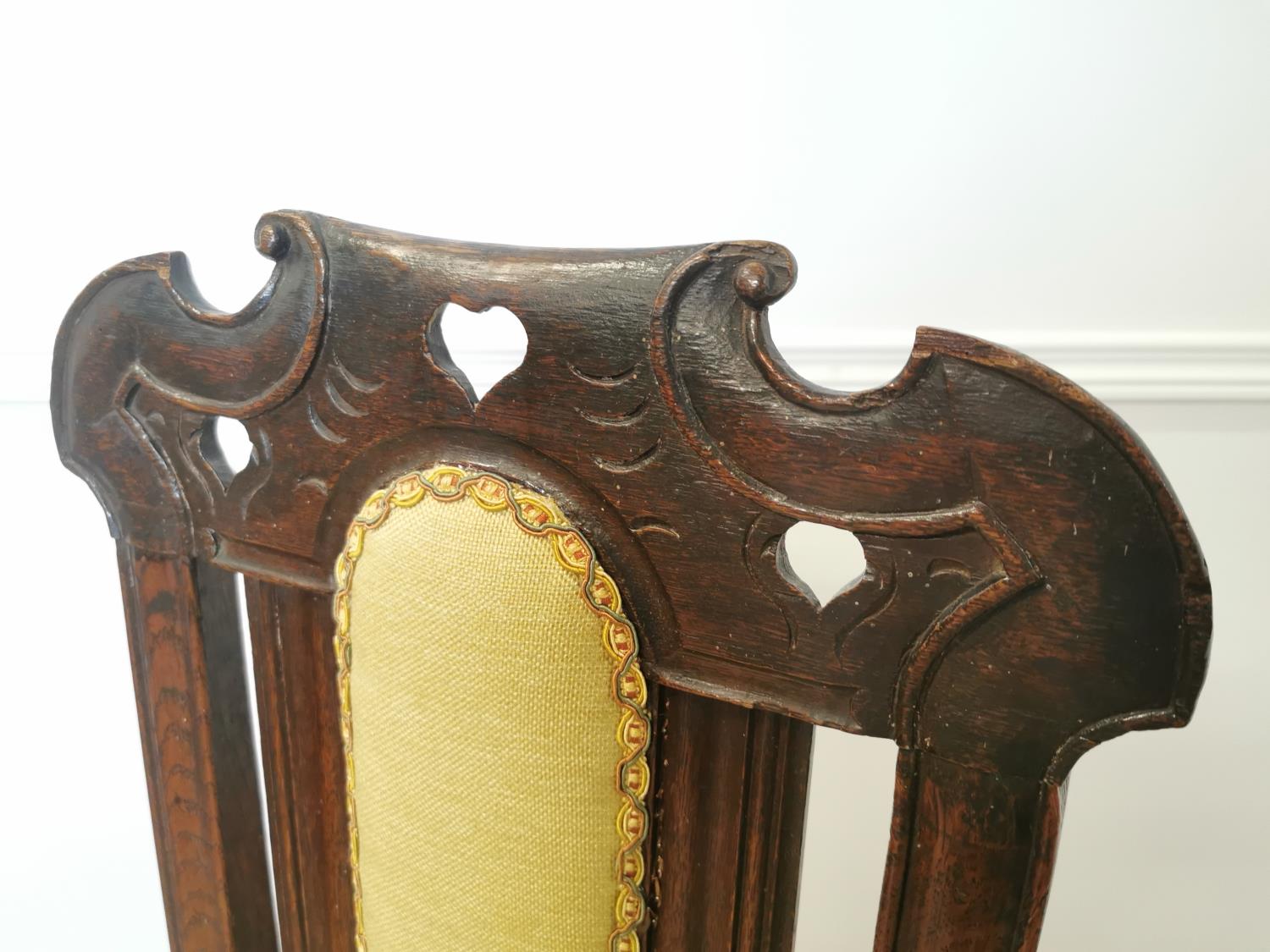19th C. oak side chair with upholstered back and seat - Image 4 of 4