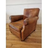 Art Deco hand dyed tanned leather tub chair.