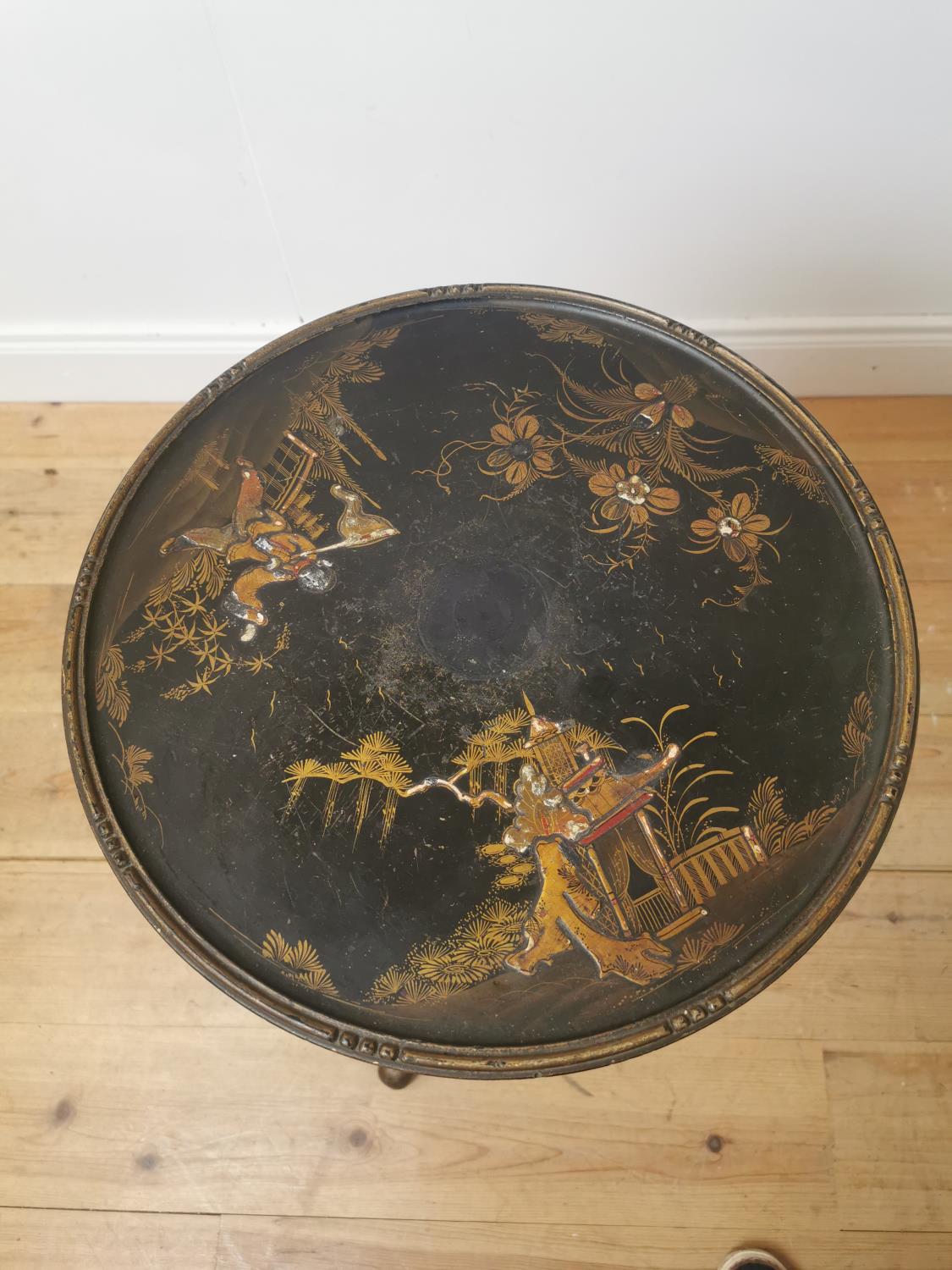 19th C. Japanese lacquered lamp table with turned column - Bild 2 aus 5