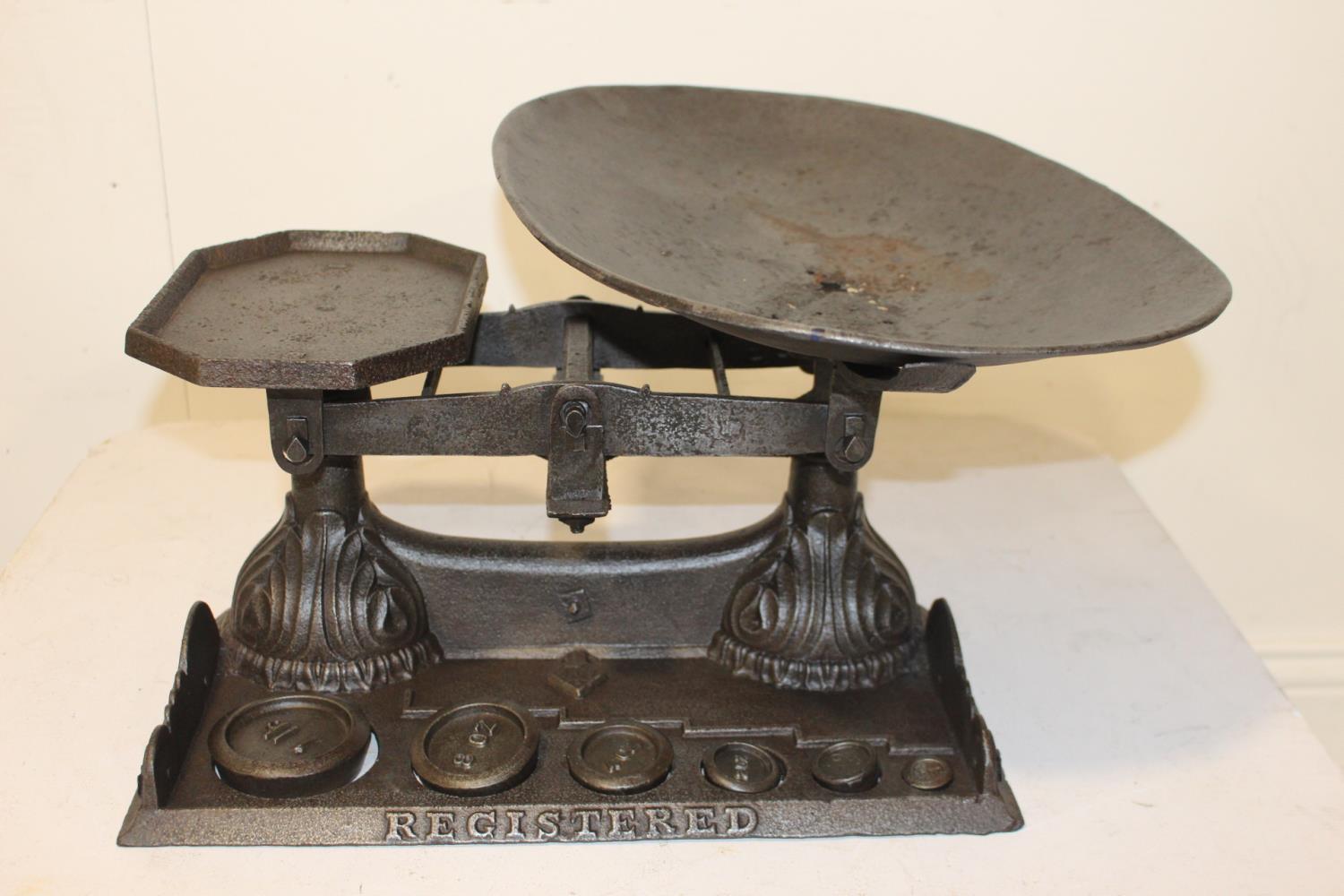 Set of cast iron scales and weights