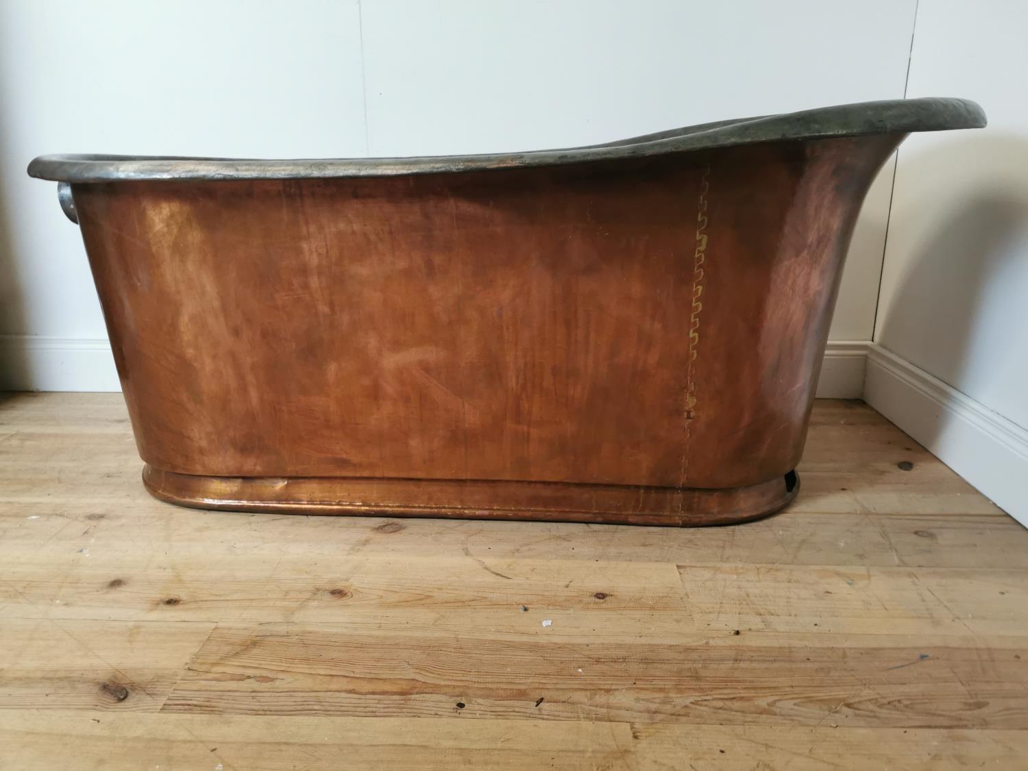 Good quality 19th C. copper roll top slipper bath - Image 9 of 9