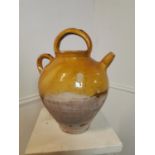 Rare 19th C glazed terracotta confit pot