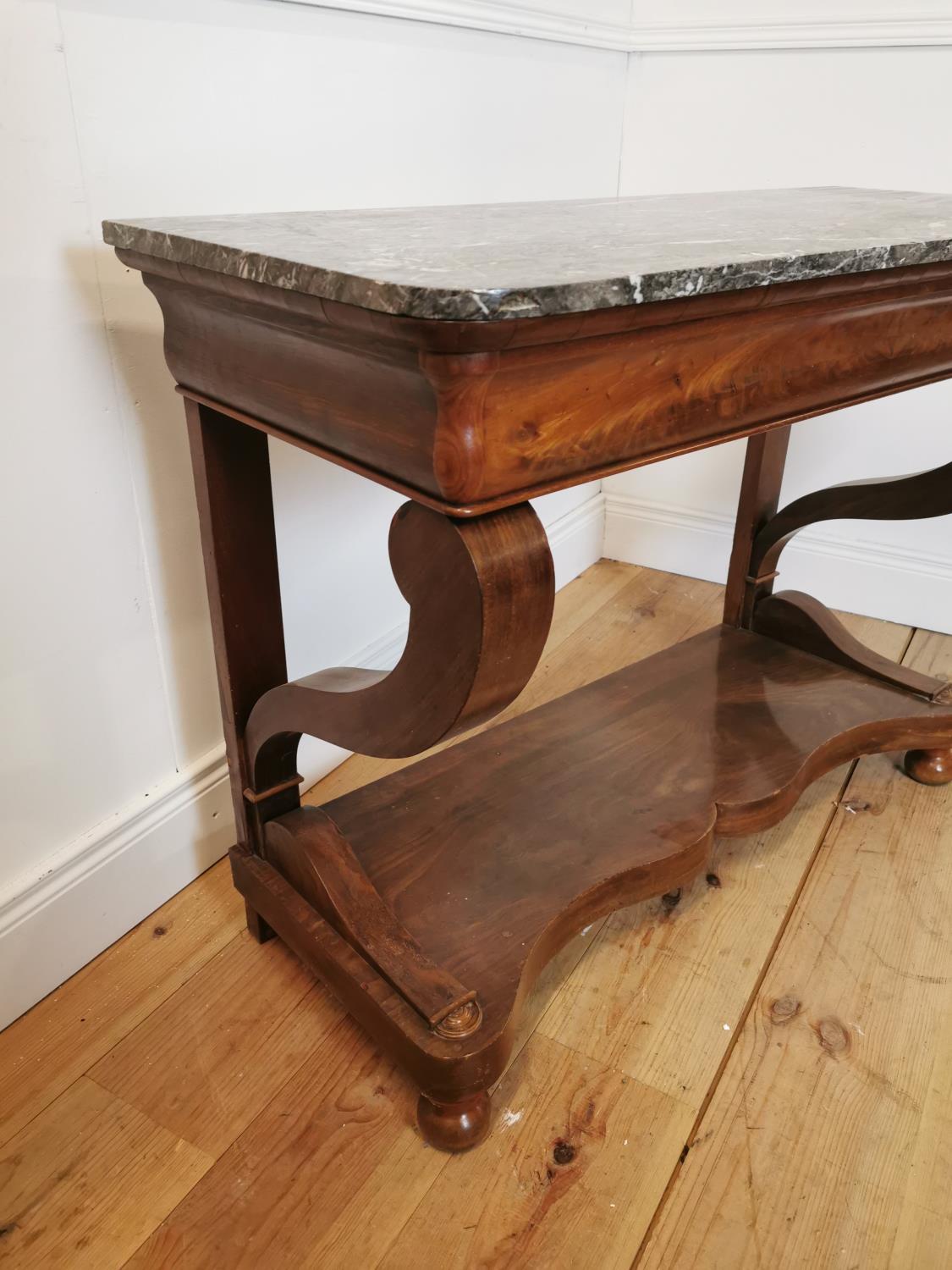 19th C. mahogany console table with marble top. - Image 2 of 5