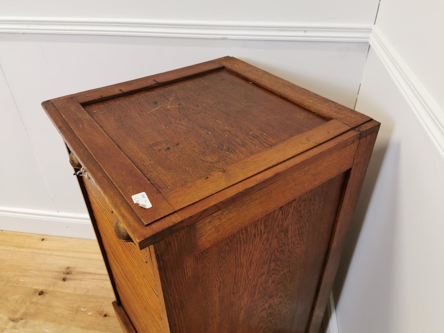 Early 20th. C. oak office cabinet with tambour door - Image 4 of 5