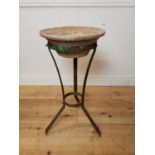 Early 20th C. glazed terracotta bowl on wrought iron stand.