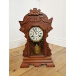 Edwardian oak gingerbread clock