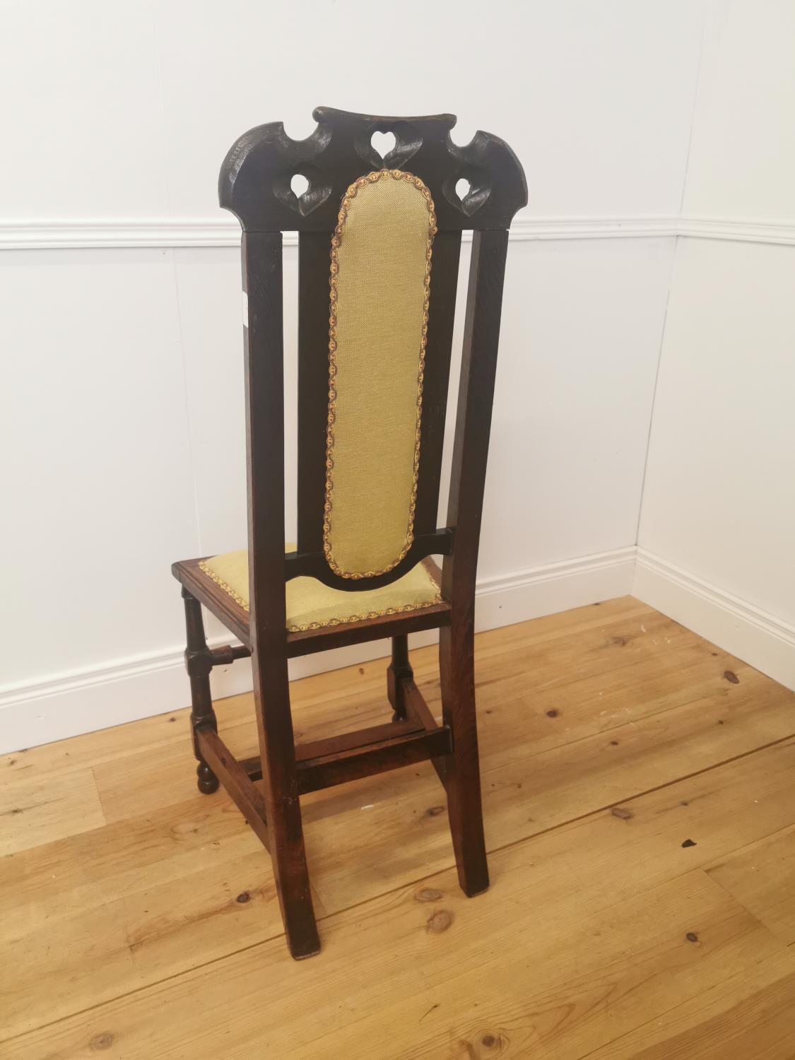 19th C. oak side chair with upholstered back and seat - Image 3 of 4