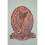 Metal Eire Harp wall plaque.