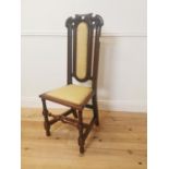 19th C. oak side chair with upholstered back and seat