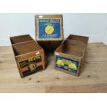 Four early 20th C. pine fruit boxes with original labels.