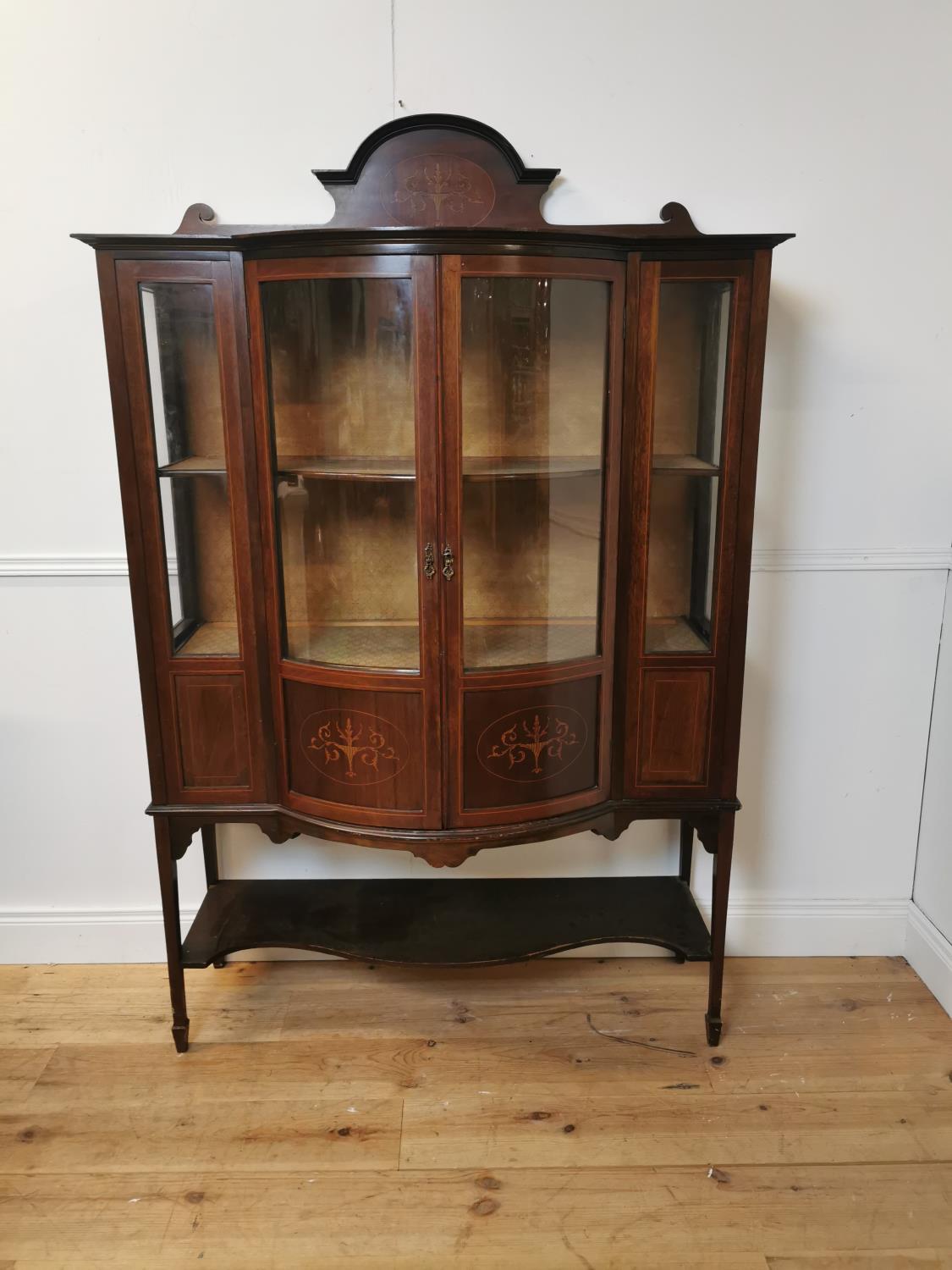 Edwardian mahogany bow fronted display cabinet