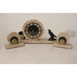 Art Deco marble clock set.