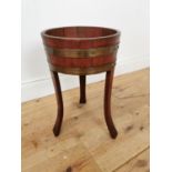 Edwardian brass bound oak jardiniere