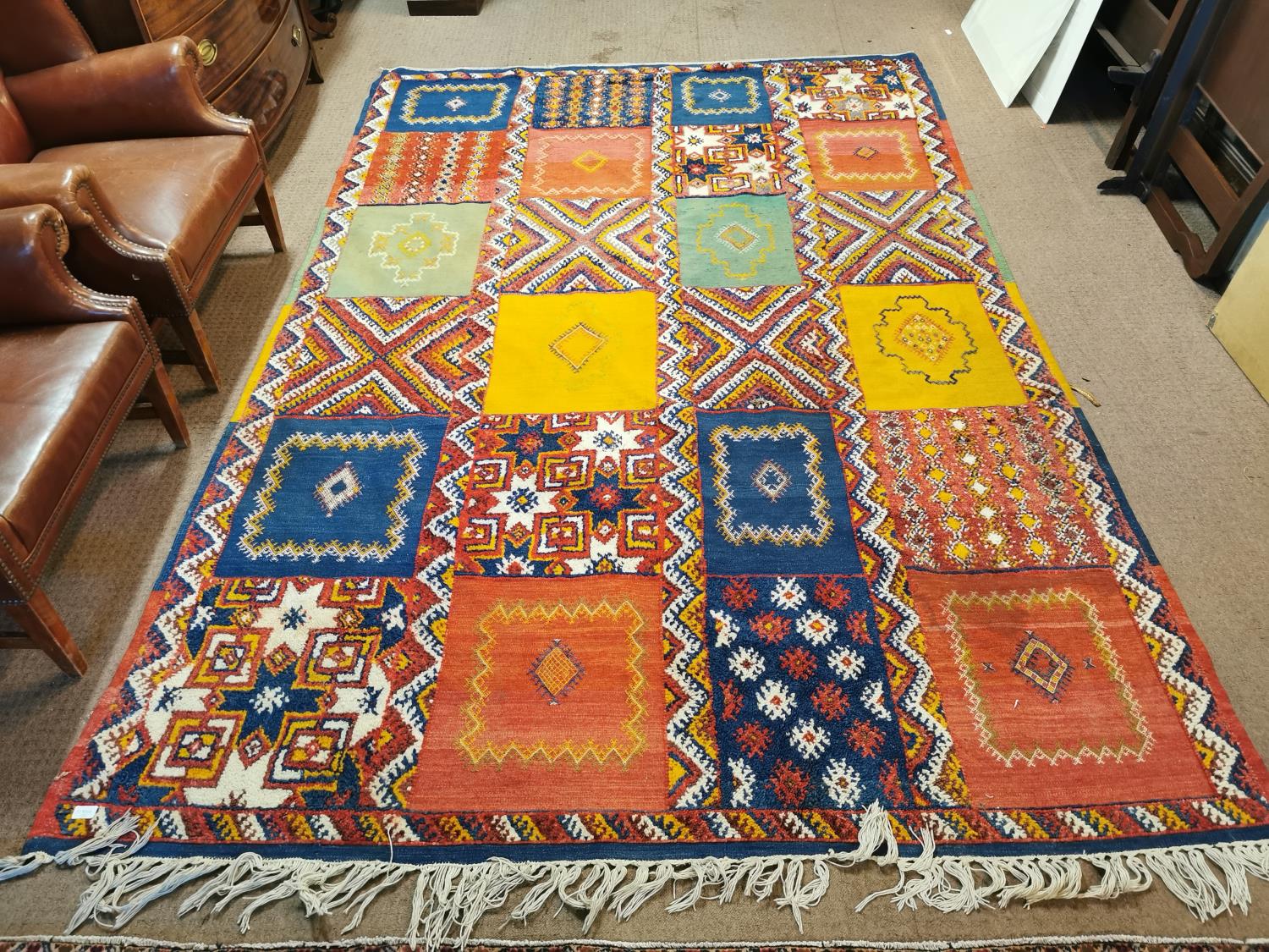 Decorative Persian carpet square.