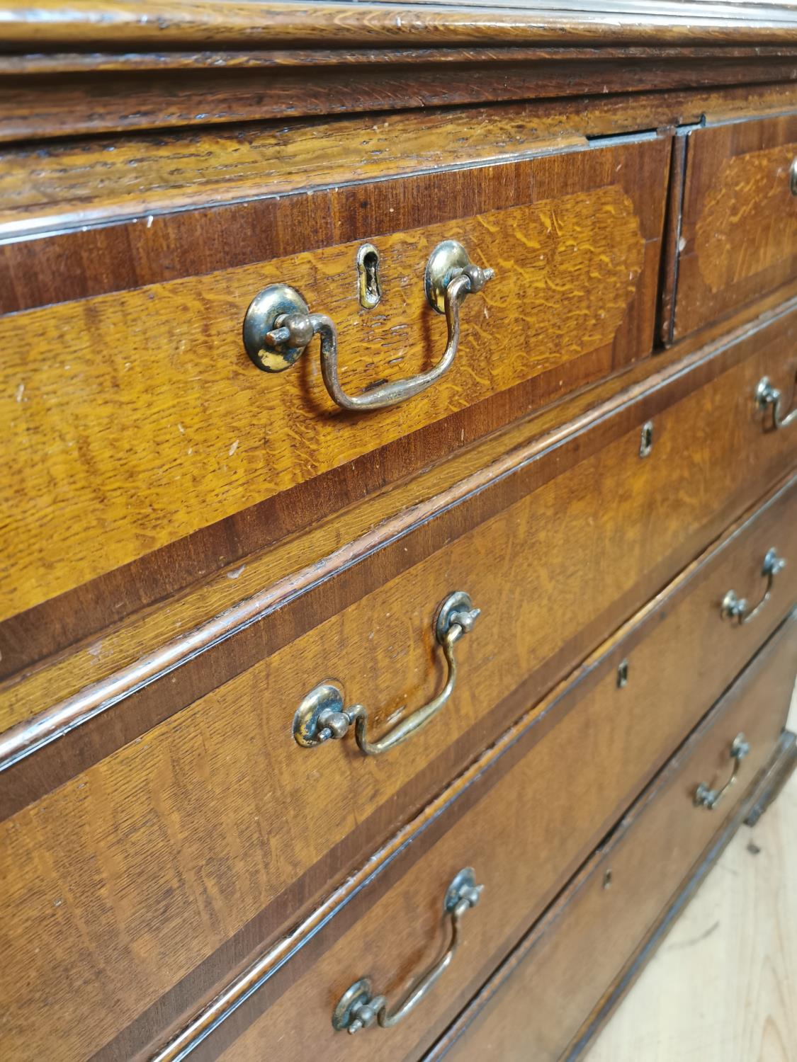 19th C. mahogany and oak chest of drawers - Image 5 of 6