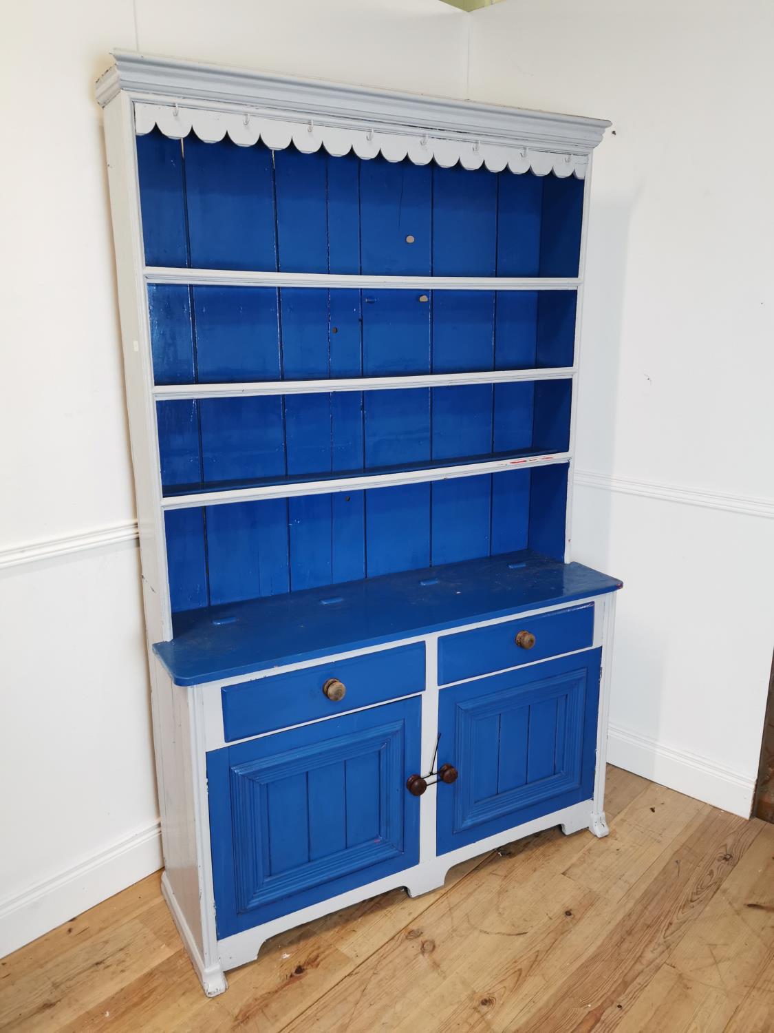 19th C. Irish painted pine dresser.