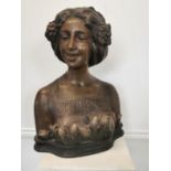 Late 19th C. French plaster bust of a Lady