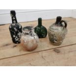 Collection of two 19th C. bottles, stoneware flagon and vase c