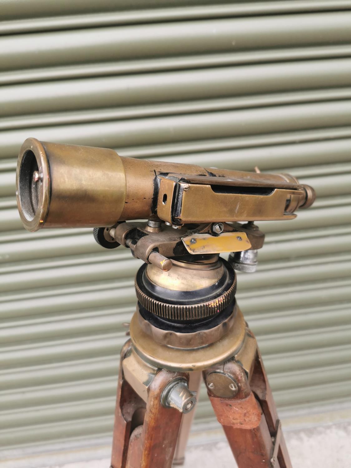 Early 20th C. brass theodolite on tripod stand. - Image 2 of 3