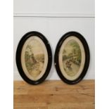 Two early 20th C. prints mounted in oval wooden frames