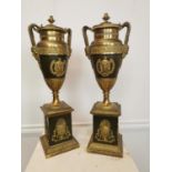 Pair of 19th C. gilded brass French urns.