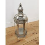 Decorative silvered metal lantern