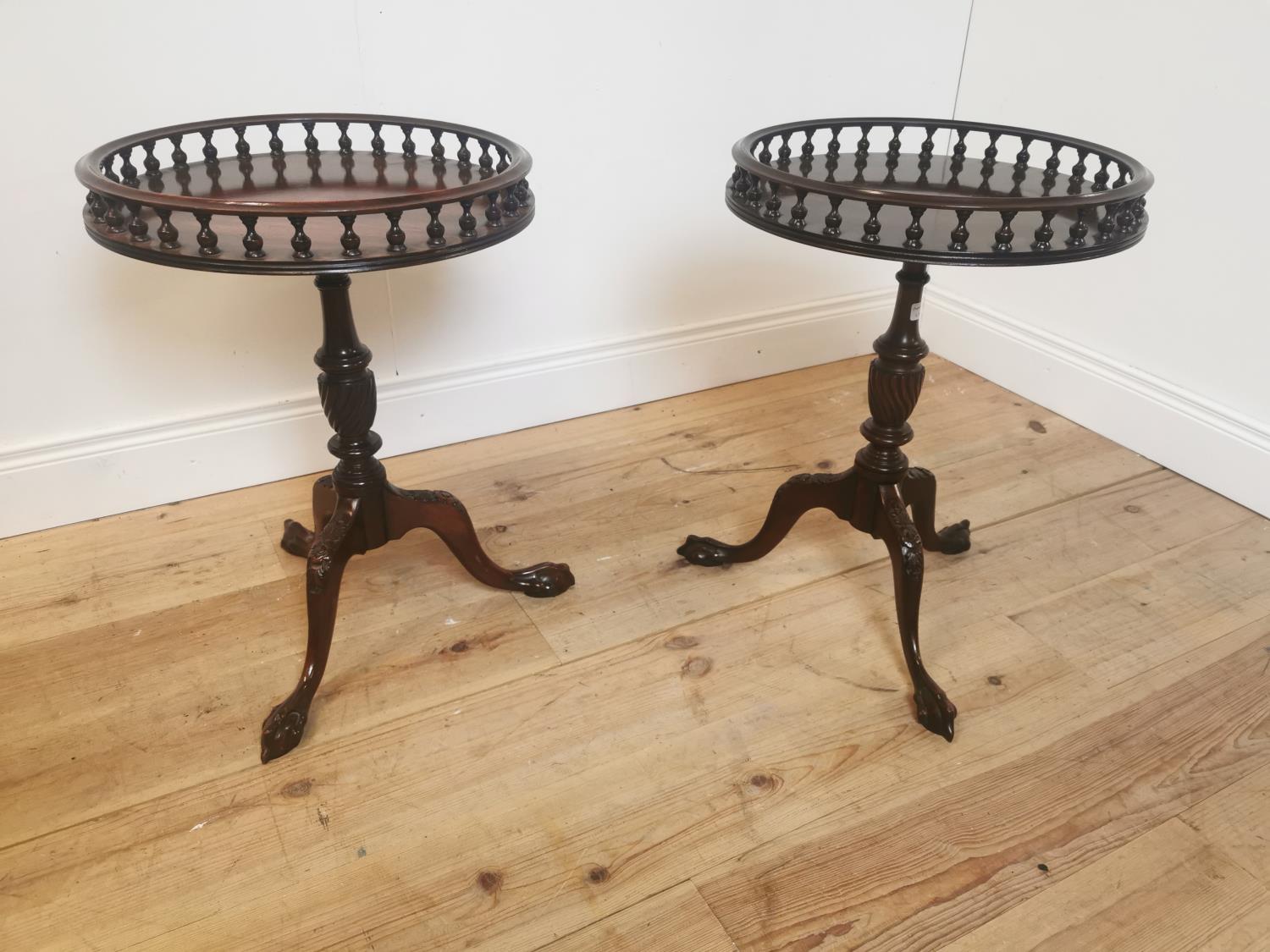 Exceptional pair of mahogany wine tables